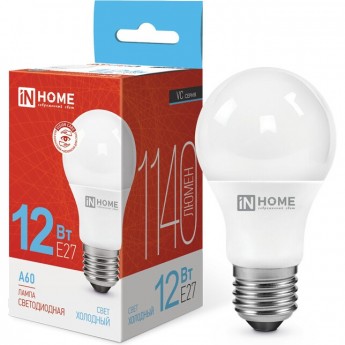 Лампа светодиодная IN HOME LED-A60-VC 12Вт 230В Е27 6500К 1140Лм