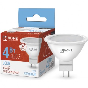 Лампа светодиодная IN HOME LED-JCDR-VC 4Вт 230В GU5.3 6500К 320Лм