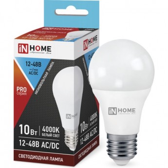 Лампа светодиодная IN HOME LED-MO-PRO 10Вт 12-48В Е27 4000К 900Лм низковольтная Лампа светодиодная IN HOME LED-MO-PRO 10Вт 12-48В Е27 4000К 900Лм низковольтная