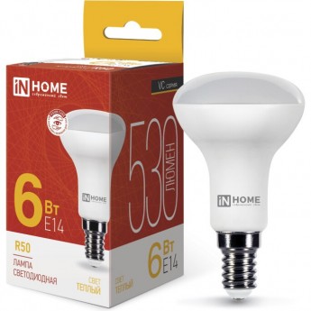 Лампа светодиодная IN HOME LED-R50-VC 6Вт 230В Е14 3000К 530Лм