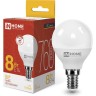 Лампа светодиодная IN HOME LED-ШАР-VC 8Вт 230В Е14 3000К 760Лм 4690612020549