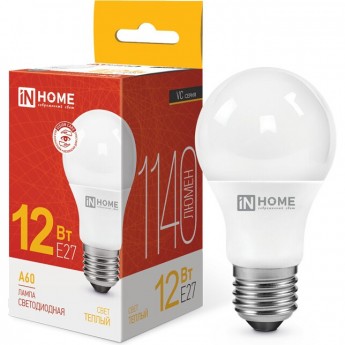 Лампа светодиодная LED-A60-VC 12Вт 230В Е27 3000К 1140Лм IN HOME