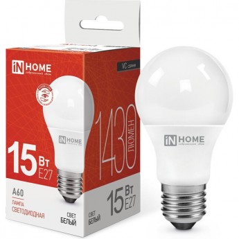 Лампа светодиодная LED-A60-VC 15Вт 230В Е27 4000К 1430Лм IN HOME