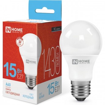 Лампа светодиодная LED-A60-VC 15Вт 230В Е27 6500К 1430Лм IN HOME