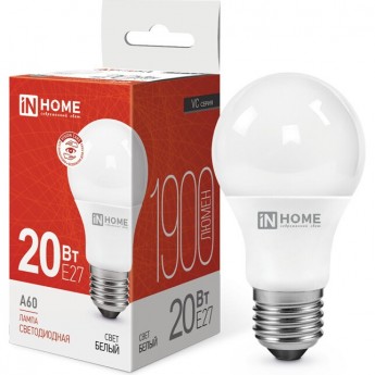 Лампа светодиодная LED-A60-VC 20Вт 230В Е27 4000К 1900Лм IN HOME