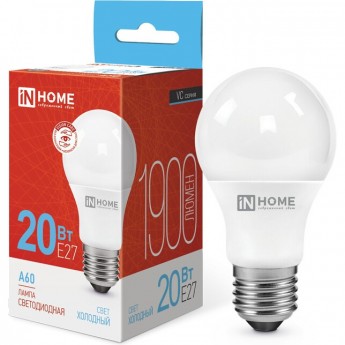 Лампа светодиодная LED-A60-VC 20Вт 230В Е27 6500К 1900Лм IN HOME