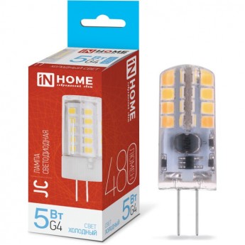 Лампа светодиодная LED-JC 5Вт 12В G4 6500К 480Лм IN HOME