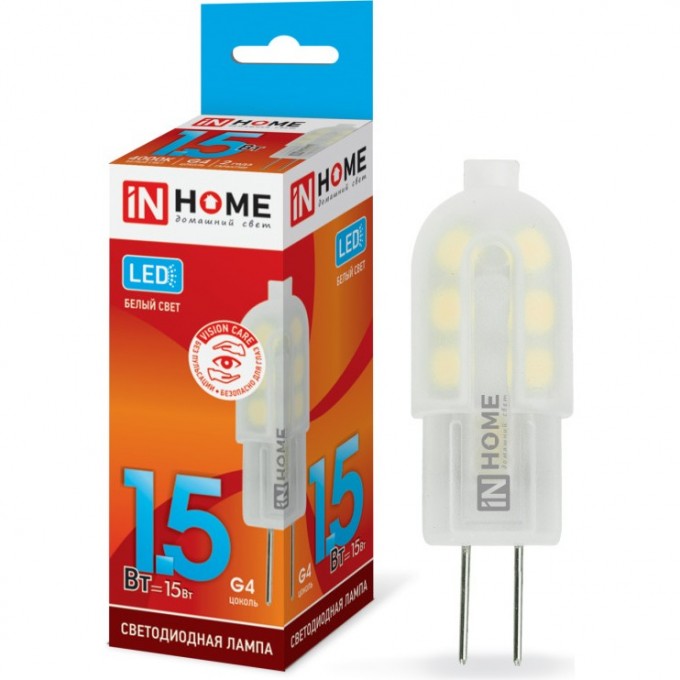 Лампа светодиодная LED-JC-VC 1.5Вт 12В G4 4000К 95Лм IN HOME 4690612019758