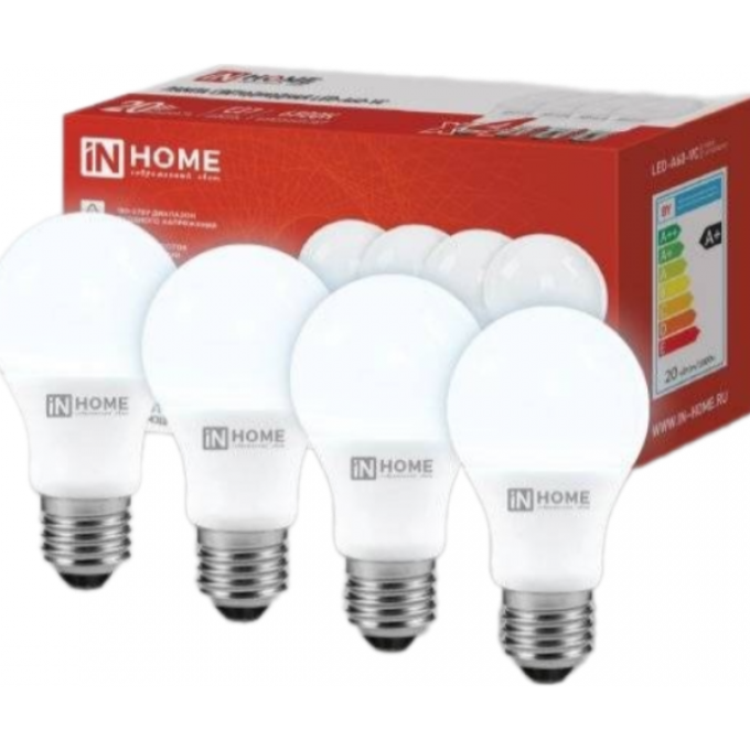 Лампа светодиодная IN HOME LED-A60-VC 4PACK 20Вт 230В Е27 6500К 1900Лм 4690612047713