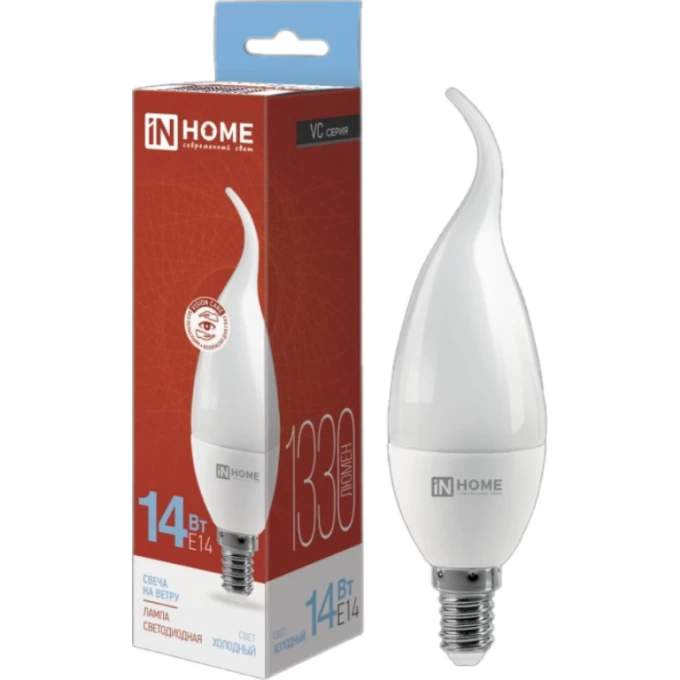 Лампа светодиодная IN HOME LED-СВЕЧА НА ВЕТРУ-VC 14Вт 230В E14 6500K 1330Лм 4690612054384 Лампа светодиодная IN HOME LED-СВЕЧА НА ВЕТРУ-VC 14Вт 230В E14 6500K 1330Лм 4690612054384