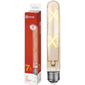 Лампа светодиодная IN HOME LED-T30-DECO GOLD 7Вт 230В Е27 3000К 720Лм 185мм золотистая