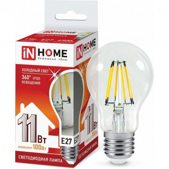Лампа светодиодная LED-A60-DECO 11Вт 230В Е27 3000К 1160Лм прозрачная IN HOME Лампа светодиодная LED-A60-DECO 11Вт 230В Е27 3000К 1160Лм прозрачная IN HOME