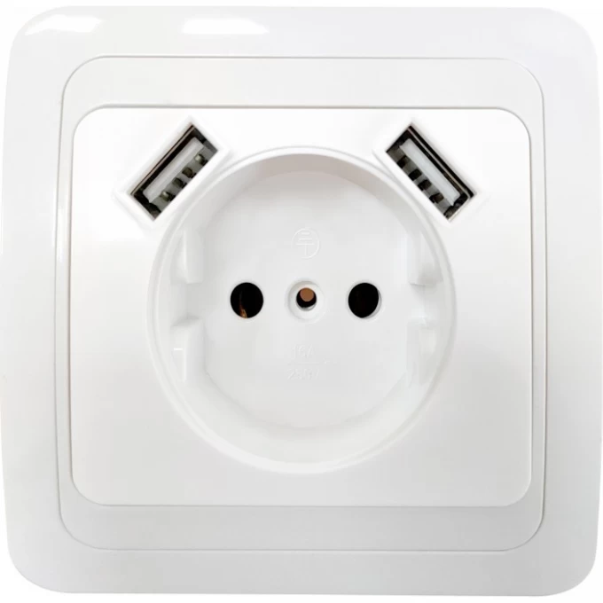 Розетка одинарная CLASSICO с двумя USB белая 2147 IN HOME 4690612035260 Розетка одинарная CLASSICO с двумя USB белая 2147 IN HOME 4690612035260