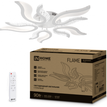 Светильник IN HOME ELEGANT FLAME 90Вт 230В 3000-6500K 7000Лм 820х802х87мм c пультом ДУ белый