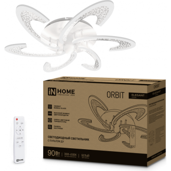 Светильник IN HOME ELEGANT ORBIT 90Вт 230В 3000-6500K 7000Лм 725х635х90мм c пультом ДУ белый Светильник IN HOME ELEGANT ORBIT 90Вт 230В 3000-6500K 7000Лм 725х635х90мм c пультом ДУ белый
