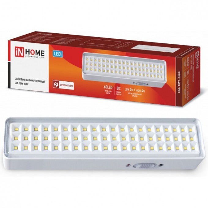 Светильник светодиодный аварийный IN HOME СБА 1096-60DC 60LED 1.5AH lithium battery DC 4690612029481