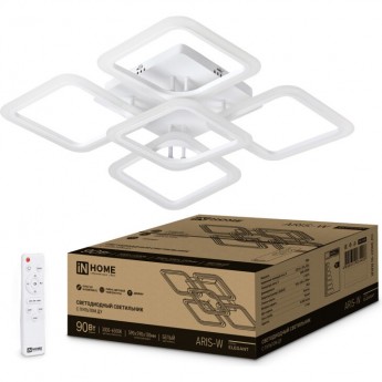 Светильник светодиодный ELEGANT ARIS-90W 90Вт 230В 3000-4000-6500K 7000Лм 590х590х130мм C пультом ДУ белый IN HOME Светильник светодиодный ELEGANT ARIS-90W 90Вт 230В 3000-4000-6500K 7000Лм 590х590х130мм C пультом ДУ белый IN HOME