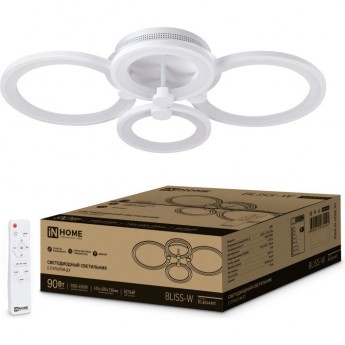 Светильник светодиодный ELEGANT BLISS-90W 90Вт 230В 3000-4000-6500K 7000Лм 610х400х130мм C пультом ДУ белый IN HOME