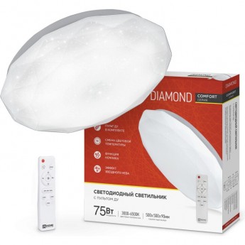 Светильник светодиодный IN HOME COMFORT DIAMOND 75Вт 230В 3000-6500K 6000Лм 500х90 мм с пультом ДУ