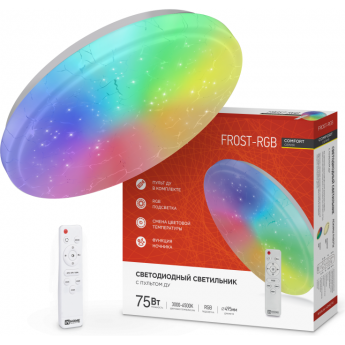 Светильник светодиодный IN HOME COMFORT FROST-RGB 75Вт 230В 3000-6500K 4400Лм 495x85мм с пультом дистанционного управления