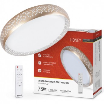 Светильник светодиодный IN HOME COMFORT HONEY 75Вт 230В 3000-6500K 6000Лм 500х120 мм с пультом ДУ