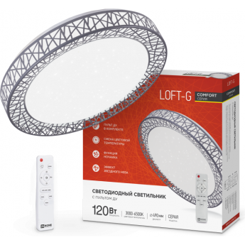 Светильник светодиодный IN HOME COMFORT LOFT-G 120Вт 230В 3000-6500K 9600Лм 500x100мм с пультом ДУ