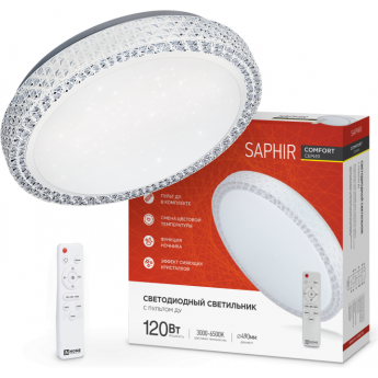 Светильник светодиодный IN HOME COMFORT SAPHIR 120Вт 230В 3000-6500K 9600Лм 490x115мм с пультом ДУ