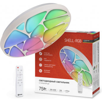 Светильник светодиодный IN HOME COMFORT SHELL-RGB 75Вт 230В 3000-6500K 6000Лм 495x85мм с пультом дистанционного управления