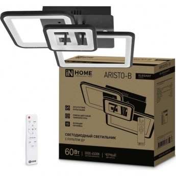 Светильник светодиодный IN HOME ELEGANT ARISTO-B 60Вт 230В 3000-6500K 4700Лм 531х448х151мм пульт ДУ черный Светильник светодиодный IN HOME ELEGANT ARISTO-B 60Вт 230В 3000-6500K 4700Лм 531х448х151мм пульт ДУ черный