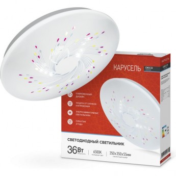 Светильник светодиодный IN HOME КАРУСЕЛЬ серии DECO 36Вт 230В 6500К 2340Лм 350х55 мм Светильник светодиодный IN HOME КАРУСЕЛЬ серии DECO 36Вт 230В 6500К 2340Лм 350х55 мм