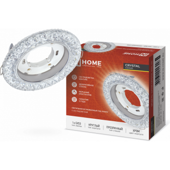 Светильник встраиваемый IN HOME GX53R-CRYSTAL R32L-CC с подсветкой 4К под лампу GX53 прозрачный хром
