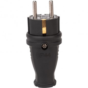 Вилка прямая с заземлением каучук 16А IP44 черная 9210 IN HOME