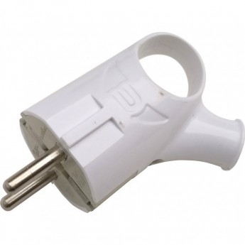 Вилка угловая с кольцом с заземлением 16А белая 4120 IN HOME