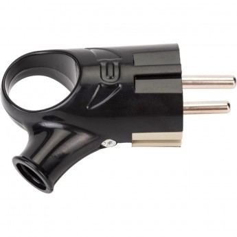 Вилка угловая с кольцом с заземлением 16А черная 4220 IN HOME