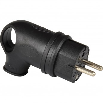 Вилка угловая с заземлением каучук 16А IP44 черная 9220 IN HOME