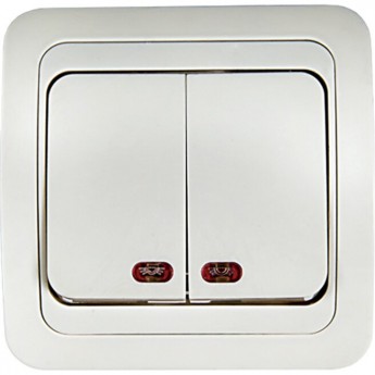 Выключатель двухклавишный с подсветкой CLASSICO белый 2123 IN HOME